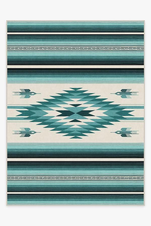 Saltillo Turquoise Rug 9'x12' | Stain-Resistant