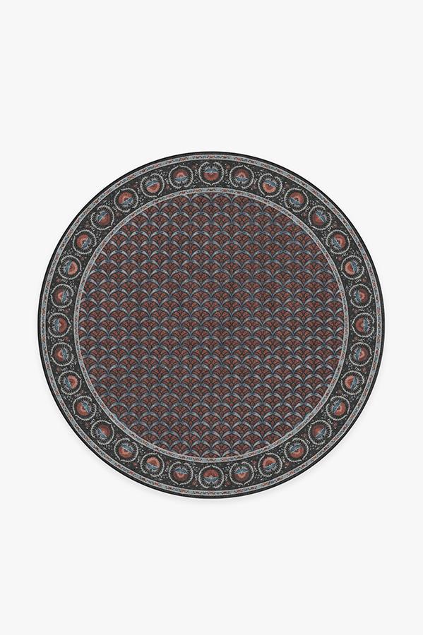 Samira Suzani Raspberry Rug 6' Round | Stain-Resistant
