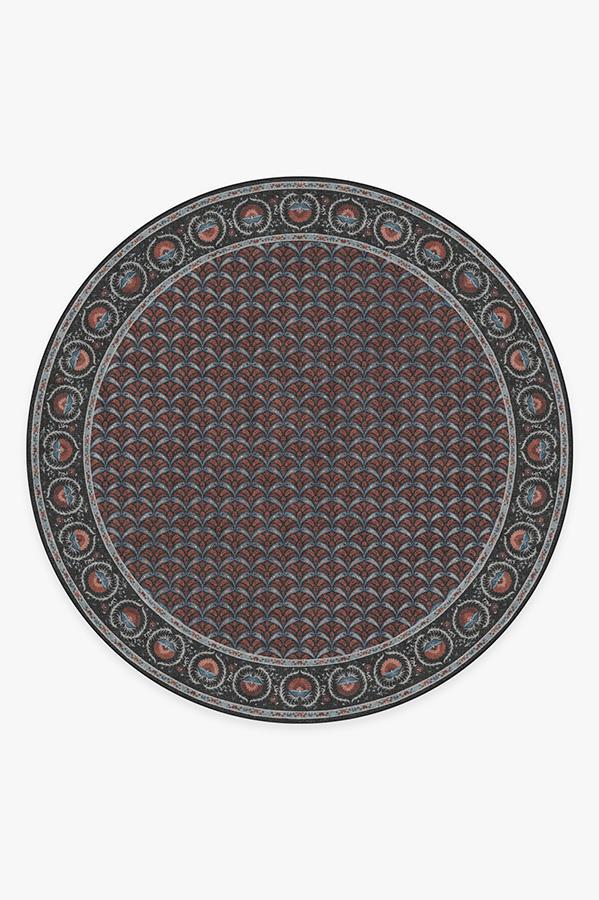 Samira Suzani Raspberry Rug 8' Round | Stain-Resistant