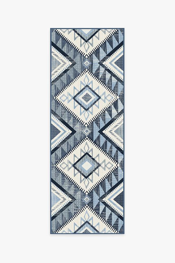 Santa Fe Blue Rug 2.5'x10' | Stain-Resistant