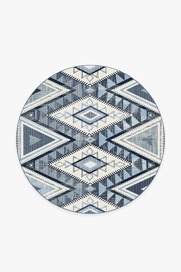 Santa Fe Blue Rug 6' Round | Stain-Resistant