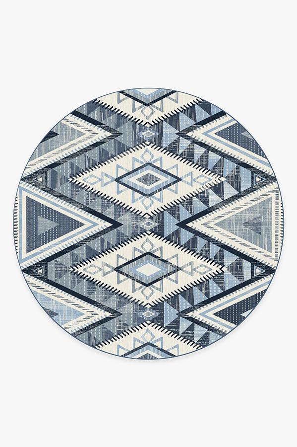 Santa Fe Blue Rug 8' Round | Stain-Resistant