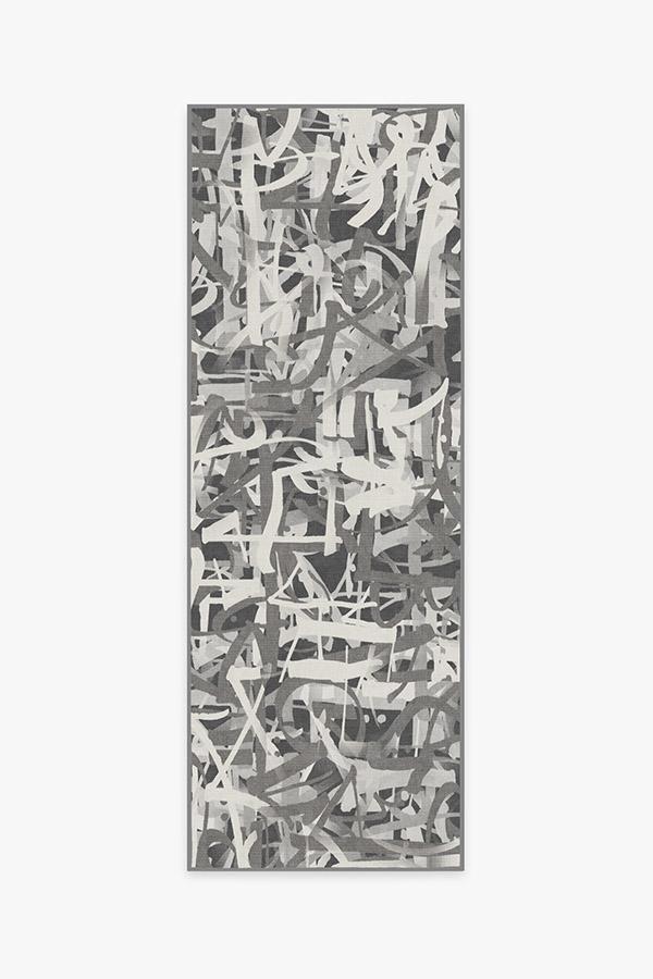 Scribe Grey Rug 2.5'x7' | Stain-Resistant