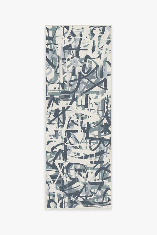 Scribe Slate Blue Rug 2.5'x7' | Stain-Resistant