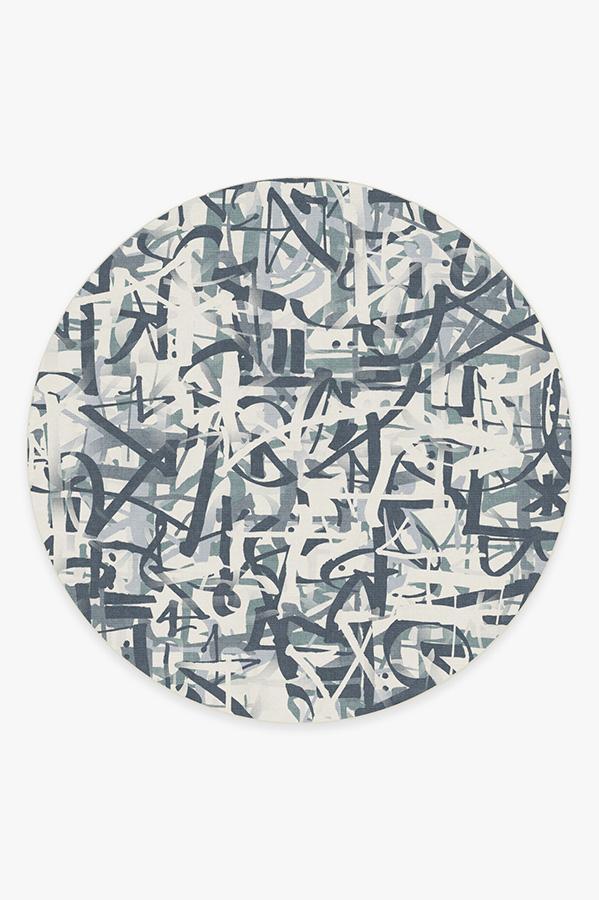 Scribe Slate Blue Rug 8' Round | Stain-Resistant