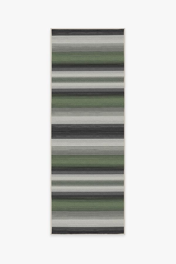 Outdoor Serape Stripe Green Rug 2.5'x7' | Stain-Resistant