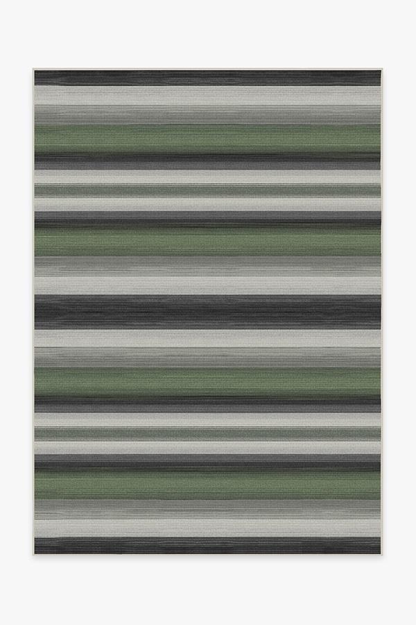 Outdoor Serape Stripe Green Rug 5'x7' | Stain-Resistant