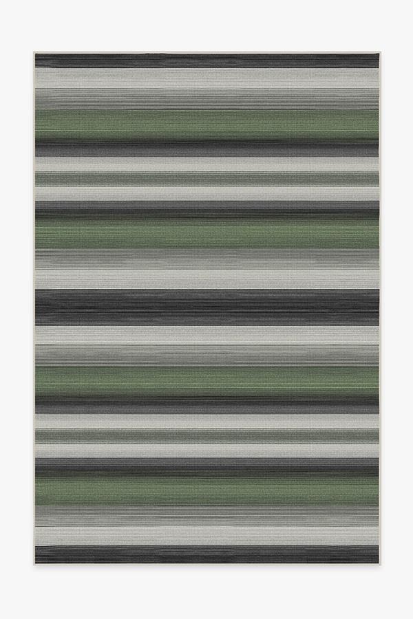 Outdoor Serape Stripe Green Rug 6'x9' | Stain-Resistant