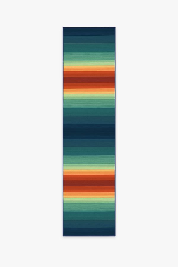 Outdoor Serape Stripe Multicolor Rug 2.5'x10' | Stain-Resistant