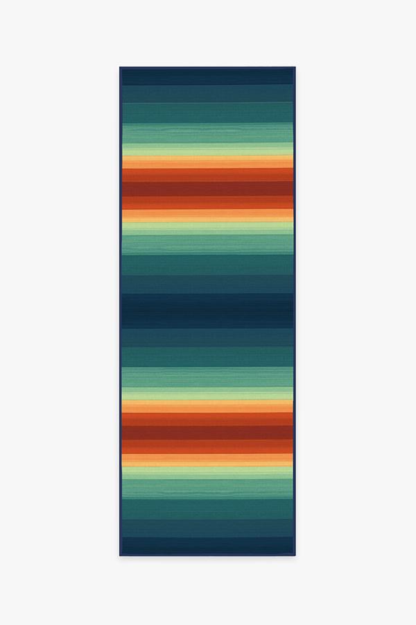 Outdoor Serape Stripe Multicolor Rug 2.5'x7' | Stain-Resistant