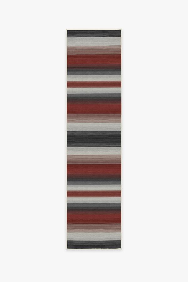 Outdoor Serape Stripe Red Rug 2.5'x10' | Stain-Resistant