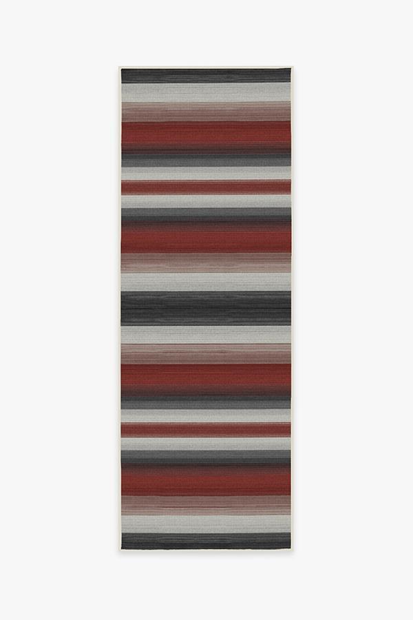 Outdoor Serape Stripe Red Rug 2.5'x7' | Stain-Resistant