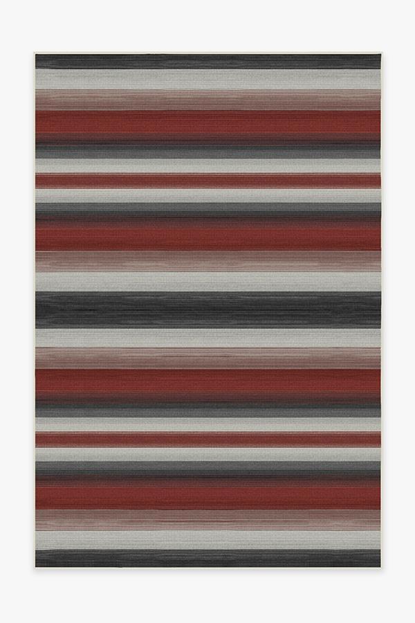 Outdoor Serape Stripe Red Rug 6'x9' | Stain-Resistant