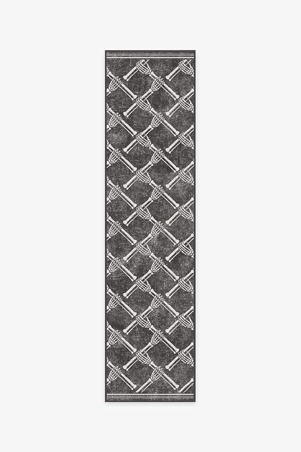 Skeleton Trellis Black Rug 2.5'x10' | Stain-Resistant