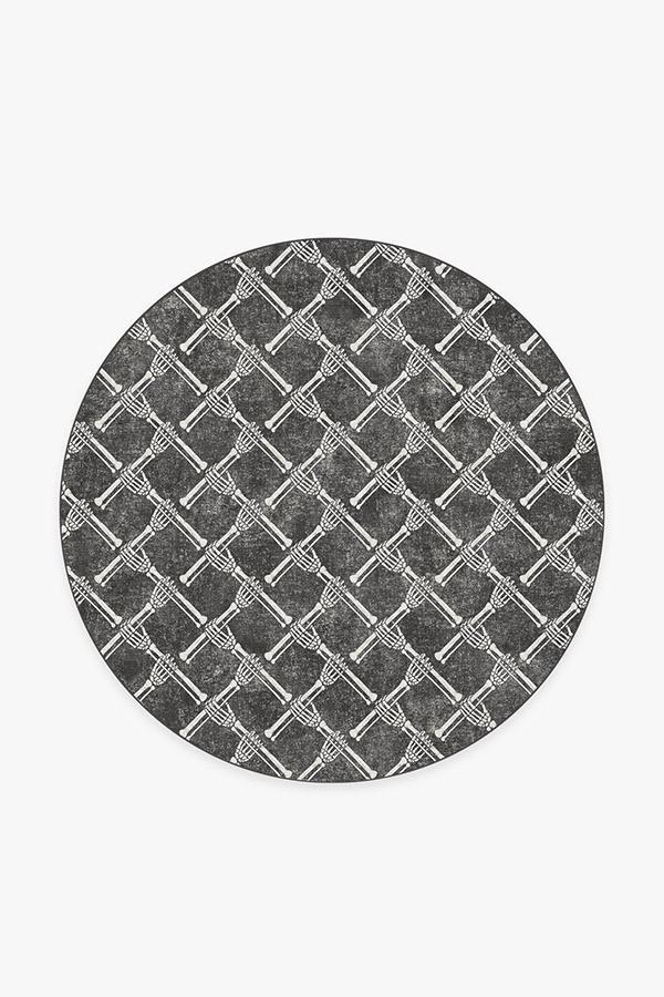 Skeleton Trellis Black Rug 6' Round | Stain-Resistant
