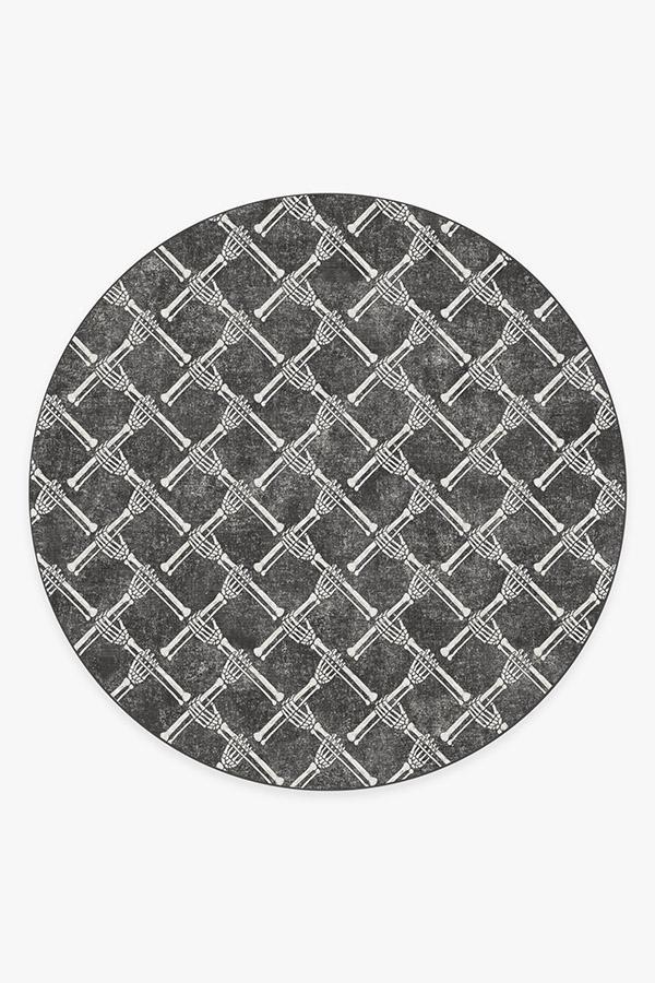 Skeleton Trellis Black Rug 8' Round | Stain-Resistant