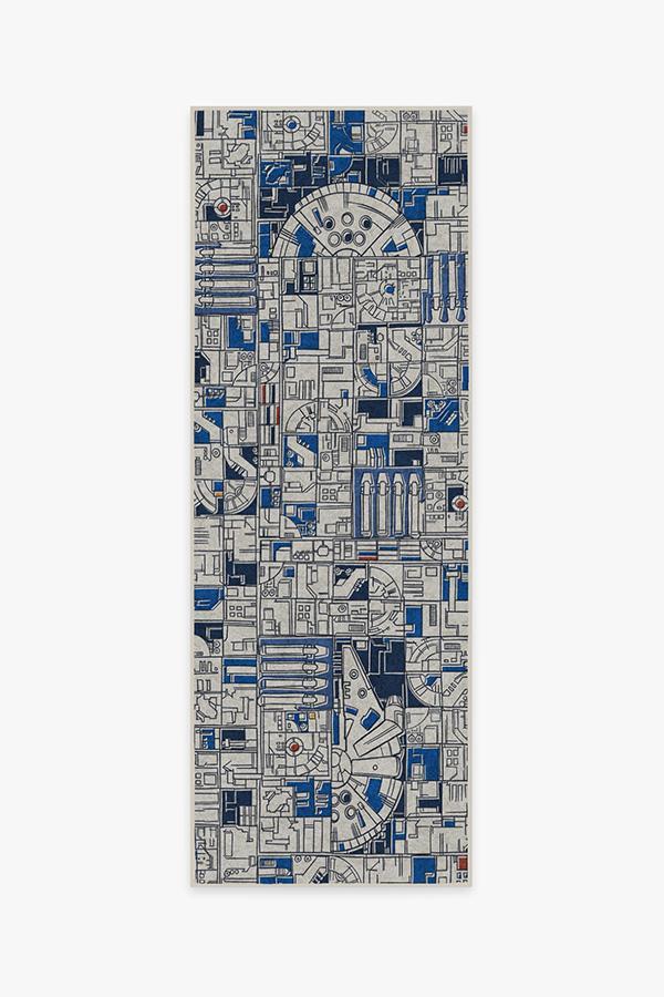 Smugglers Geo R2D2 Blue Rug 2.5'x7' | Stain-Resistant