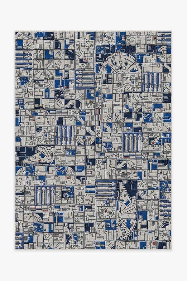 Smugglers Geo R2D2 Blue Rug 5'x7' | Stain-Resistant