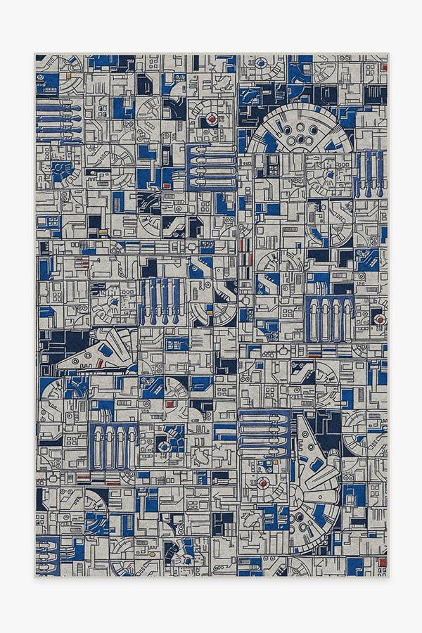 Smugglers Geo R2D2 Blue Rug 6'x9' | Stain-Resistant