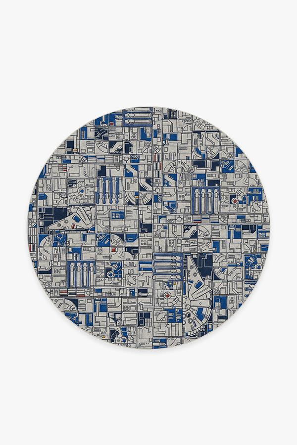 Smugglers Geo R2D2 Blue Rug 6' Round | Stain-Resistant