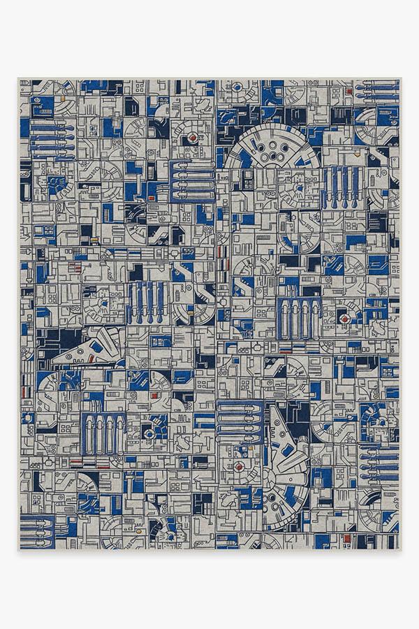 Smugglers Geo R2D2 Blue Rug 8'x10' | Stain-Resistant