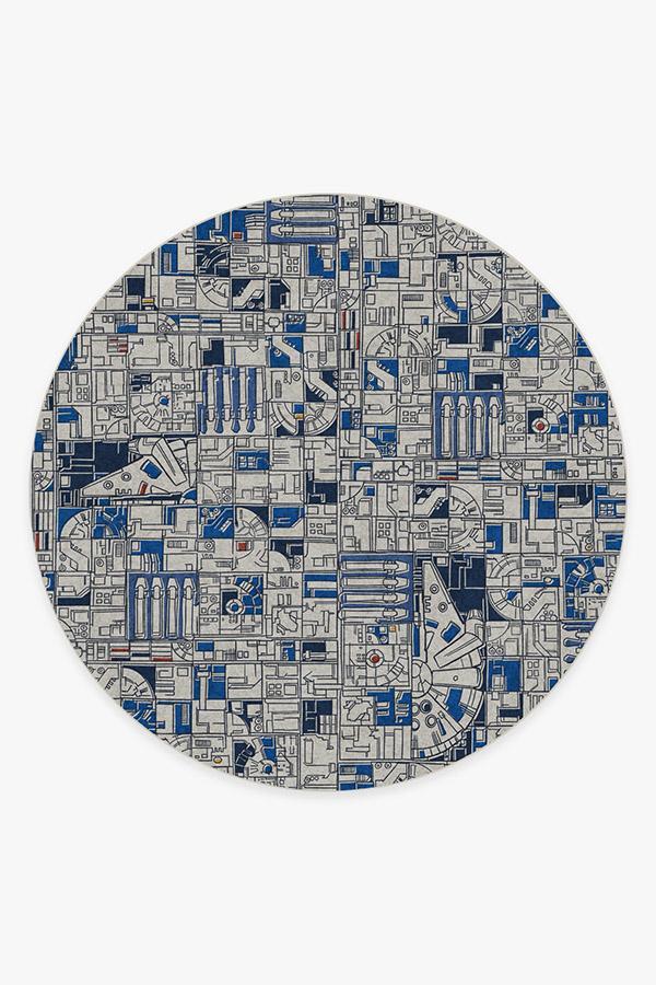 Smugglers Geo R2D2 Blue Rug 8' Round | Stain-Resistant
