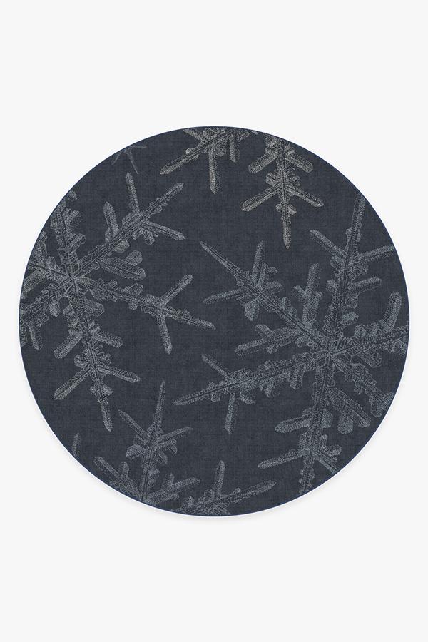Snowflake Navy Rug 8' Round | Stain-Resistant