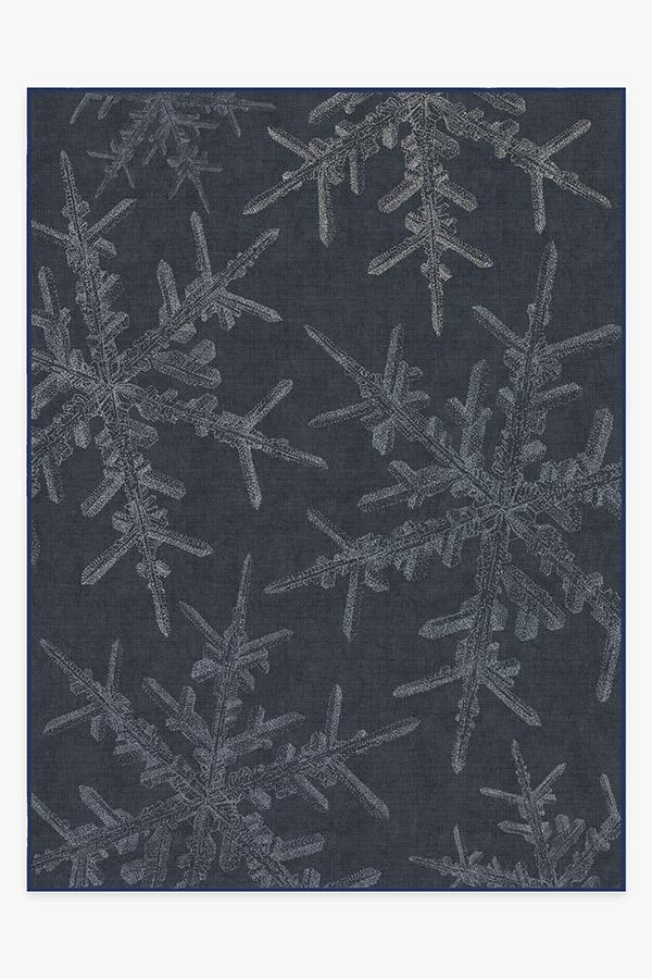 Snowflake Navy Rug 9'x12' | Stain-Resistant