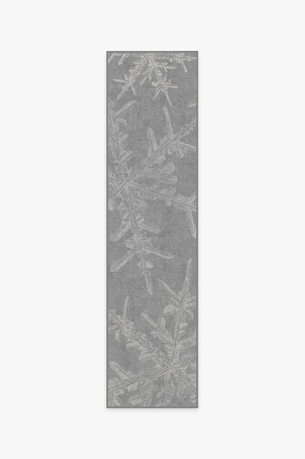 Snowflake Silver Rug 2.5'x10' | Stain-Resistant