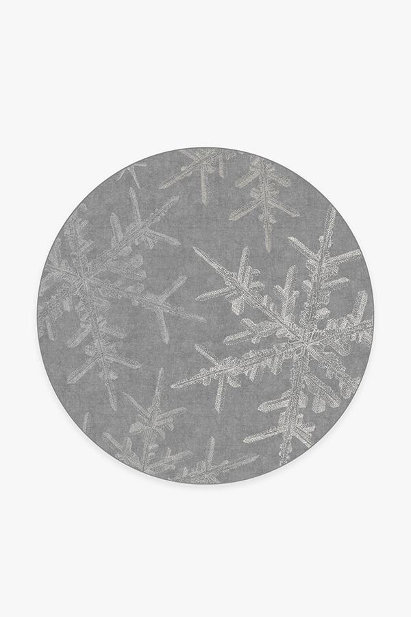 Snowflake Silver Rug 6' Round | Stain-Resistant