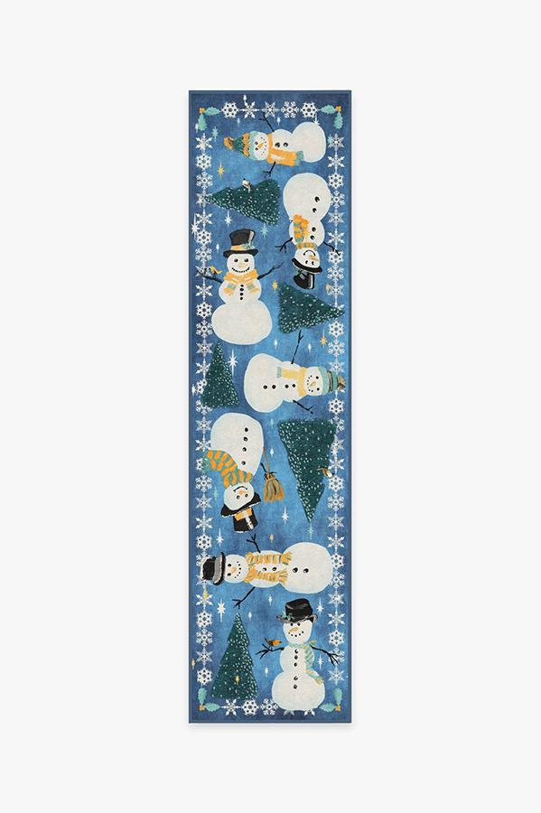 Snowy Soiree Navy Rug 2.5'x10' | Stain-Resistant