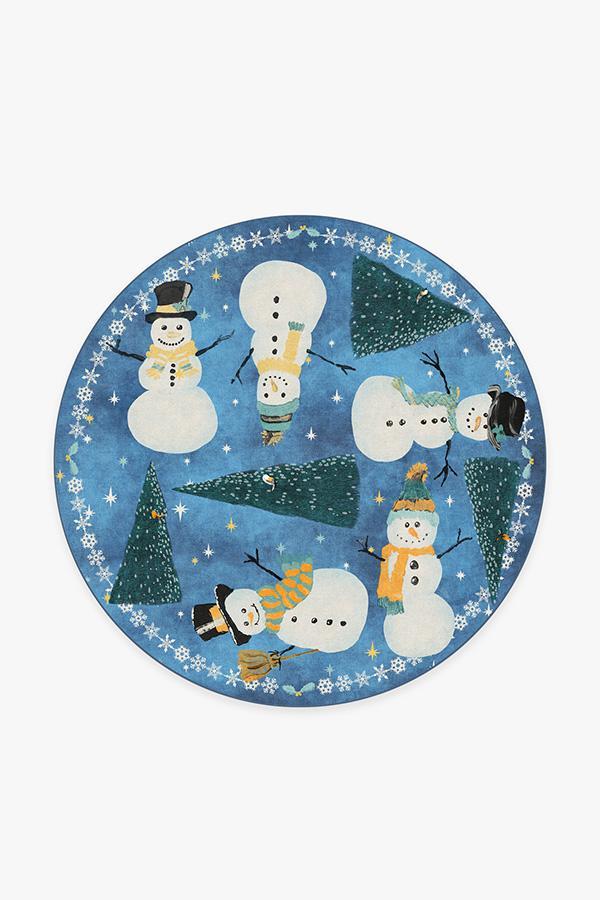 Snowy Soiree Navy Rug 6' Round | Stain-Resistant
