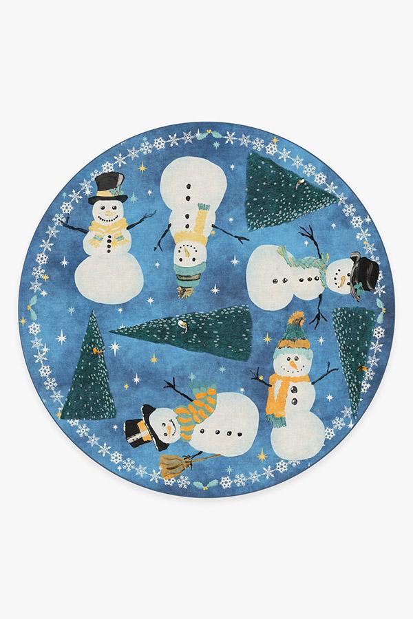 Snowy Soiree Navy Rug 8' Round | Stain-Resistant