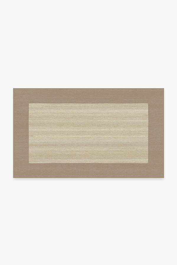 Solid Bordered Natural Rug 3'x5' | Stain-Resistant