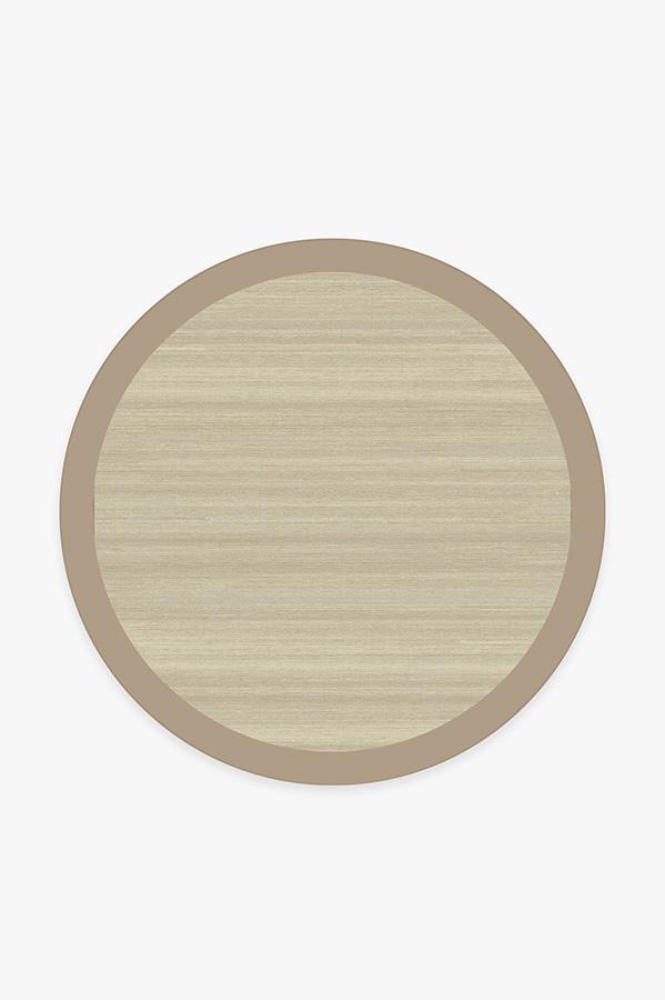 Solid Bordered Natural Rug 6' Round | Stain-Resistant