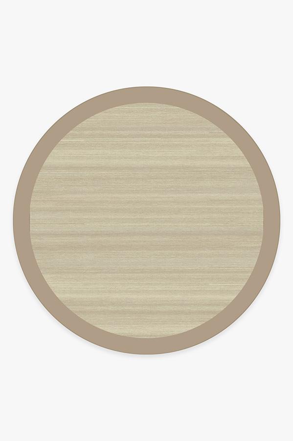 Solid Bordered Natural Rug 8' Round | Stain-Resistant