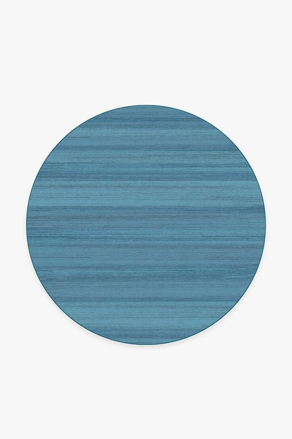 Solid Tonal Ocean Blue Rug 6' Round | Stain-Resistant