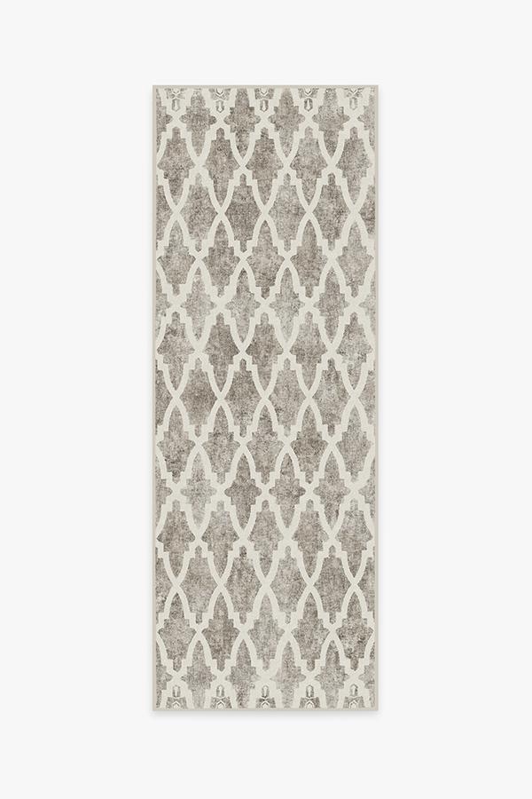 Soraya Trellis Ash Grey Rug 2.5'x7' | Stain-Resistant
