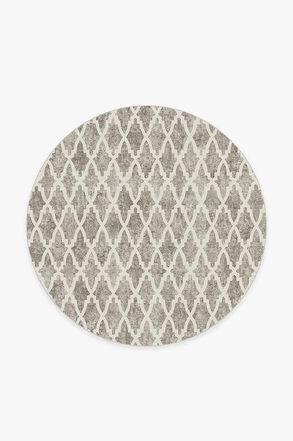 Soraya Trellis Ash Grey Rug 6' Round | Stain-Resistant