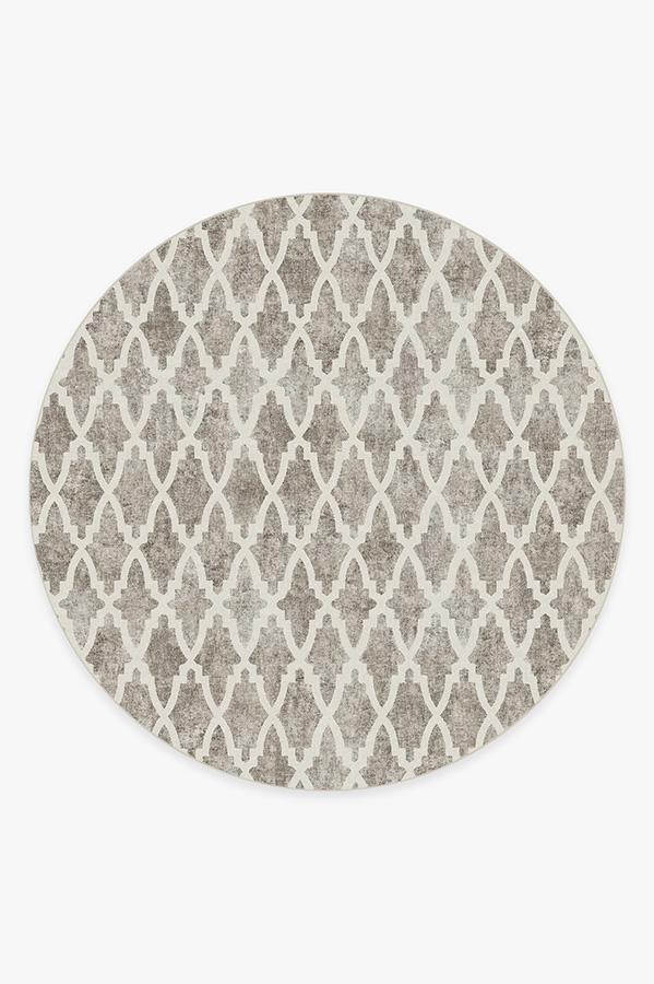 Soraya Trellis Ash Grey Rug 8' Round | Stain-Resistant