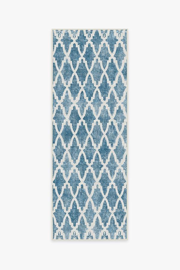 Soraya Trellis Blue Rug 2.5'x7' | Stain-Resistant