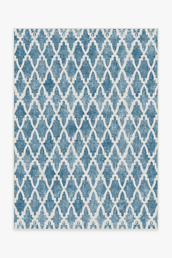 Soraya Trellis Blue Rug 5'x7' | Stain-Resistant