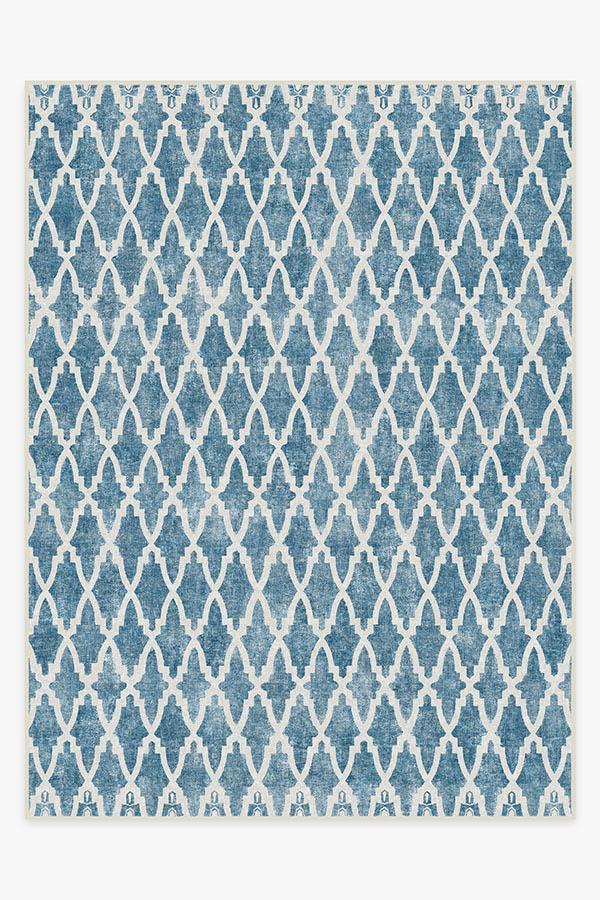 Soraya Trellis Blue Rug 9'x12' | Stain-Resistant