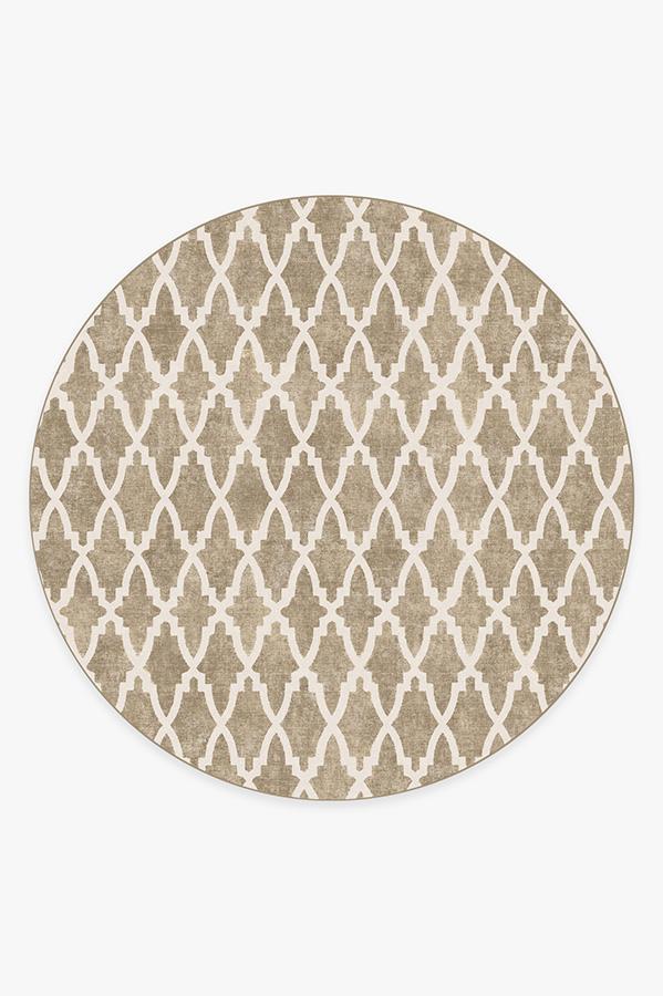 Soraya Trellis Natural Rug 8' Round | Stain-Resistant