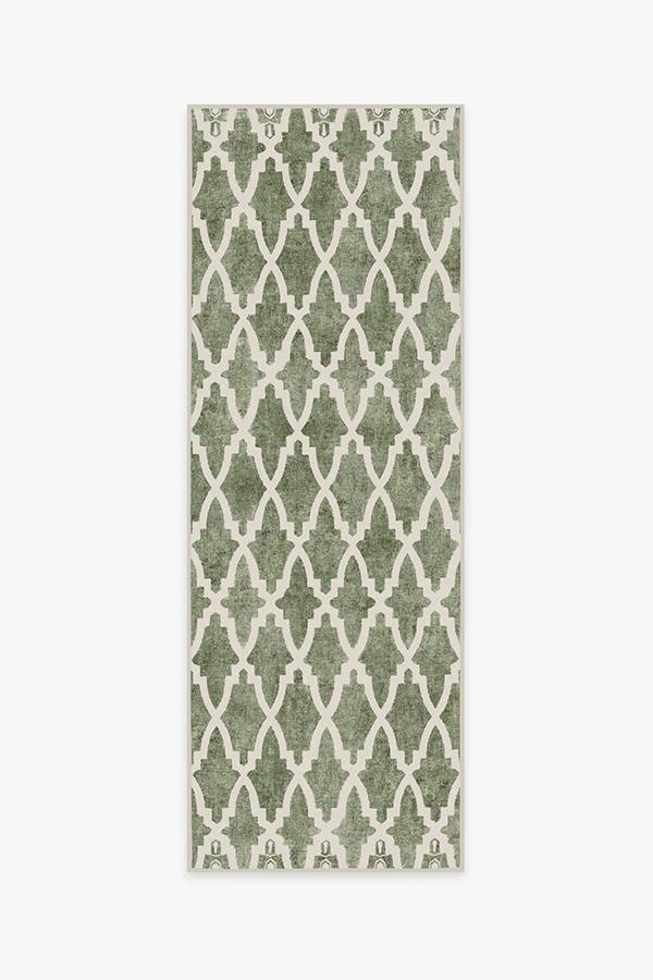 Soraya Trellis Sage Rug 2.5'x10' | Stain-Resistant