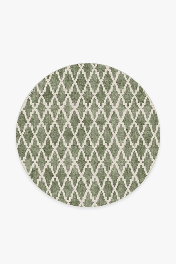 Soraya Trellis Sage Rug 6' Round | Stain-Resistant