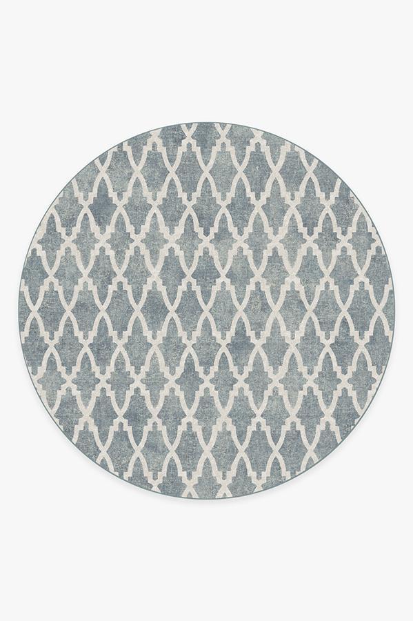 Soraya Trellis Slate Rug 8' Round | Stain-Resistant