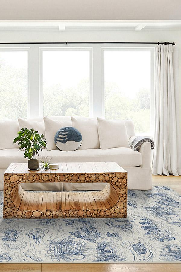 Star Wars Toile Blue Rug 2.5'x7' | Stain-Resistant
