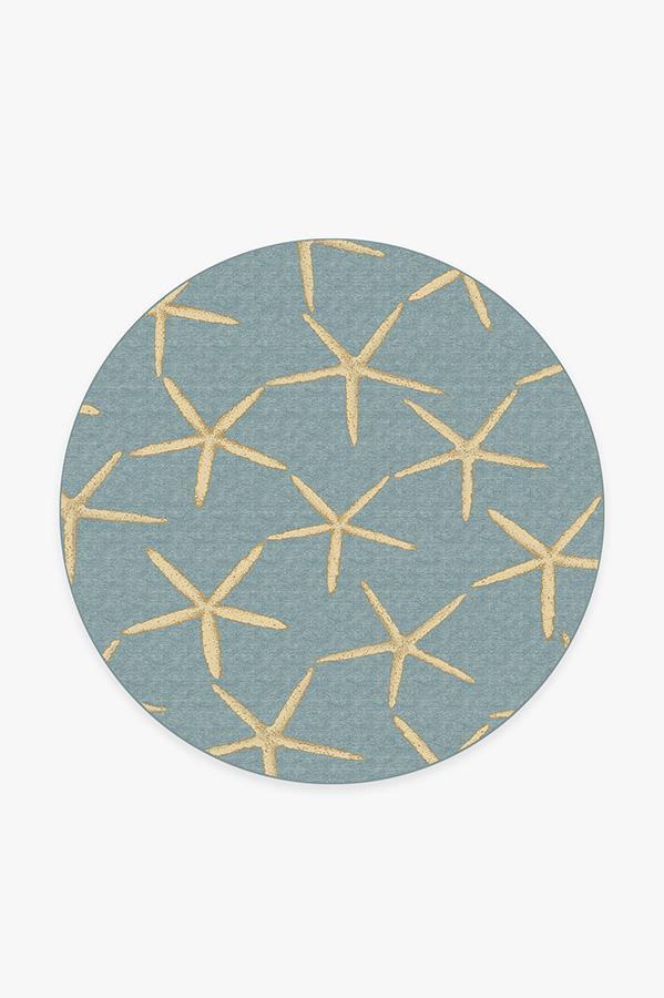 Starfish Pale Blue Rug 6' Round | Stain-Resistant