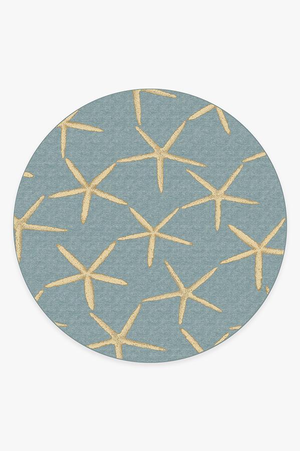 Starfish Pale Blue Rug 8' Round | Stain-Resistant